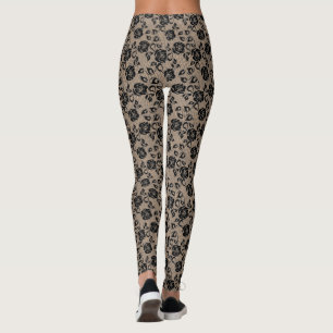 Leggings de dentelle noire Faux