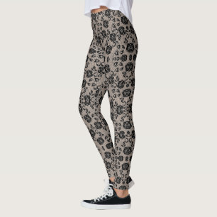 Leggings de dentelle noire Faux