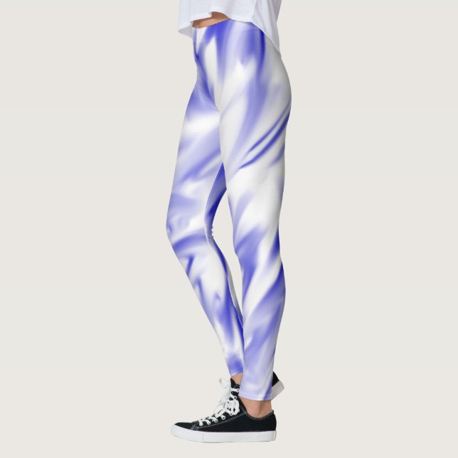 Leggings de design d'art bleu et blanc (Gauche)