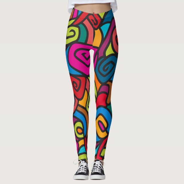 Leggings de design Tourbillonnant gras et coloré (Devant)