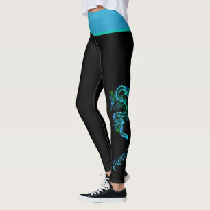 Leggings de dragon bleu et vert