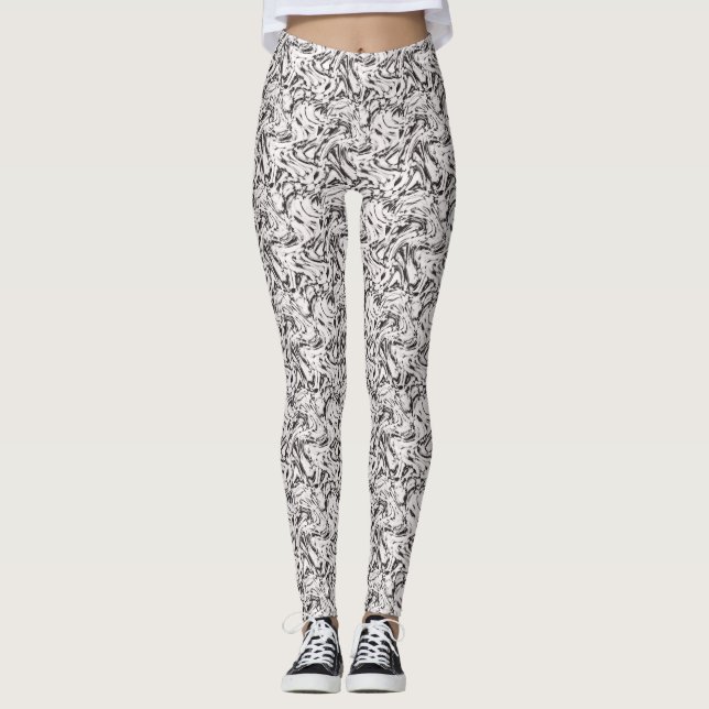 Leggings de femmes marbrées noir/blanc (Devant)