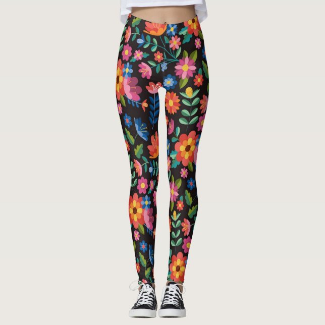 leggings de fleurs printanières mignonnes et color (Devant)