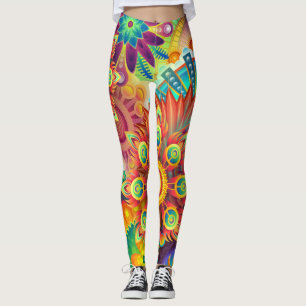 leggings de fleurs psychédéliques