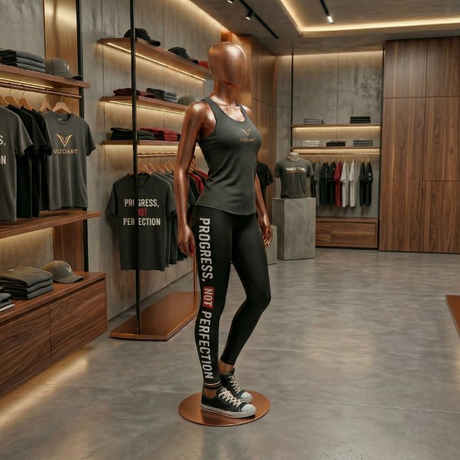 Leggings de gym « Progrès et non perfection » (Premium gym leggings with bold motivation design. Stay consistent and achieve real results.)