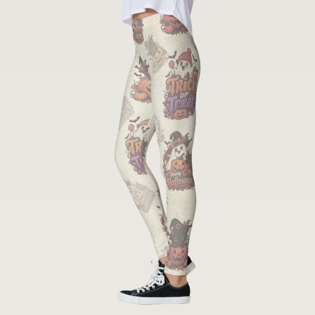 Leggings de Halloween avec fantôme mignon pour Tri (Gauche)