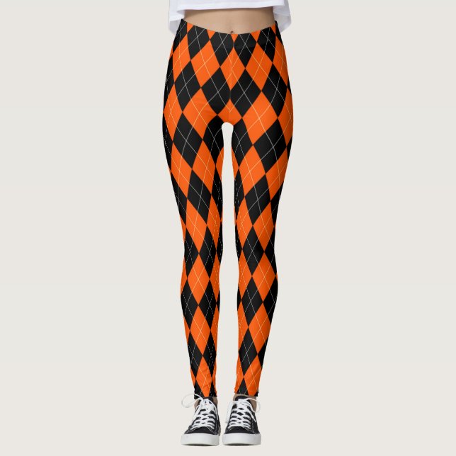 Leggings de Jacquard noir et orange (Devant)