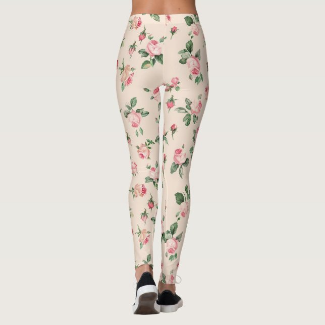 Leggings De jolies roses roses florales (Dos)
