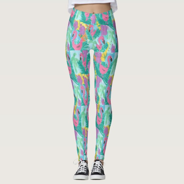 Leggings de la Jungle tropicale Flamant rose (Devant)