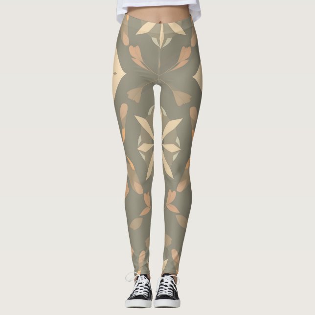 Leggings de la nature géométrique Couleurs douces (Devant)