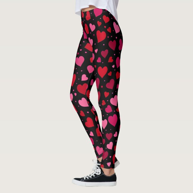 Leggings de la Saint-Valentin, Coeurs rose et roug (Gauche)