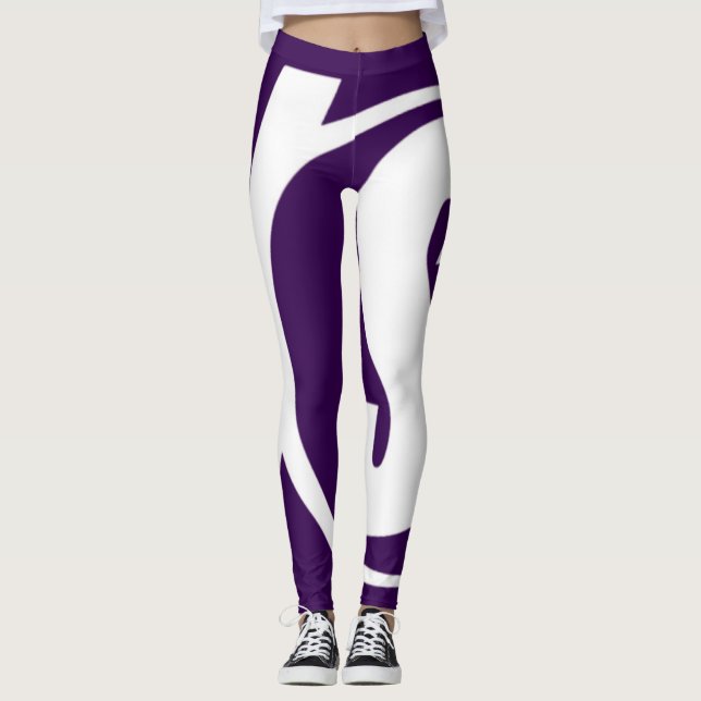 Leggings de la victoire en blanc et violet (Devant)