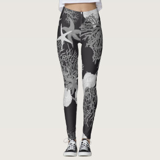 Leggings de l'océan Noir Design élégant du corail