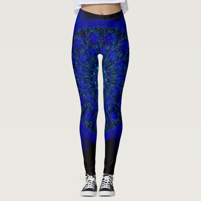 Leggings de mandala bleu profond (Devant)