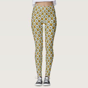 Leggings de marguerite Blanc Fleur sauvage de marg