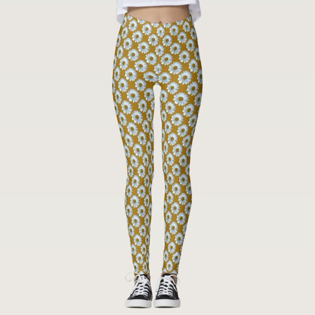 Leggings de marguerite Blanc Fleur sauvage de marg (Devant)