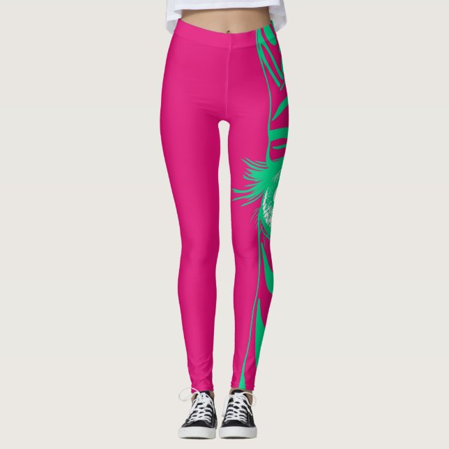 Leggings de mode à motif zèbre néon (Devant)