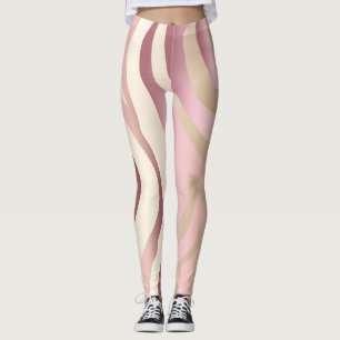 Leggings de mode en or rose, ivoire et rayures ros