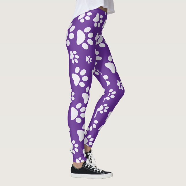 Leggings de mode PawPrint violet et blanc (Droite)