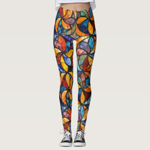 Leggings de mode Pop en Mosaïque de Verre Coloré