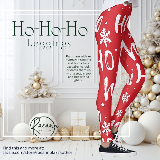 Leggings de Noël amusants avec Ho-Ho-Ho design (Créateur téléchargé)