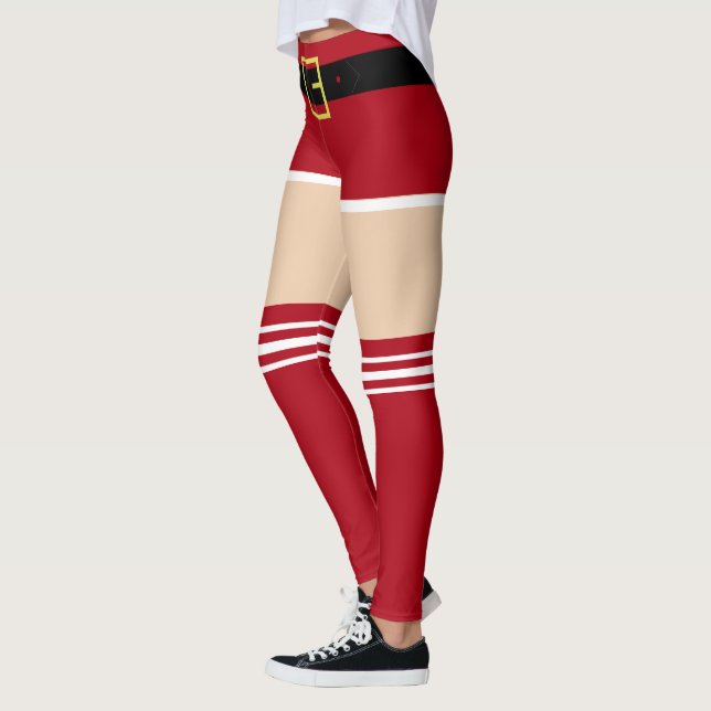 Leggings de Noël avec Drôle Père Noël Design (Gauche)