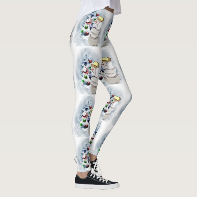 Leggings de Noël de baseball Snowman (Droite)