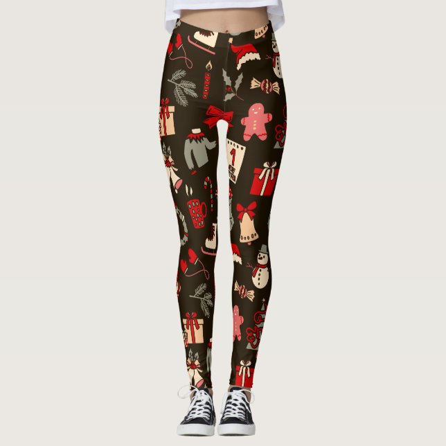 Leggings de Noël imprimés partout (Devant)