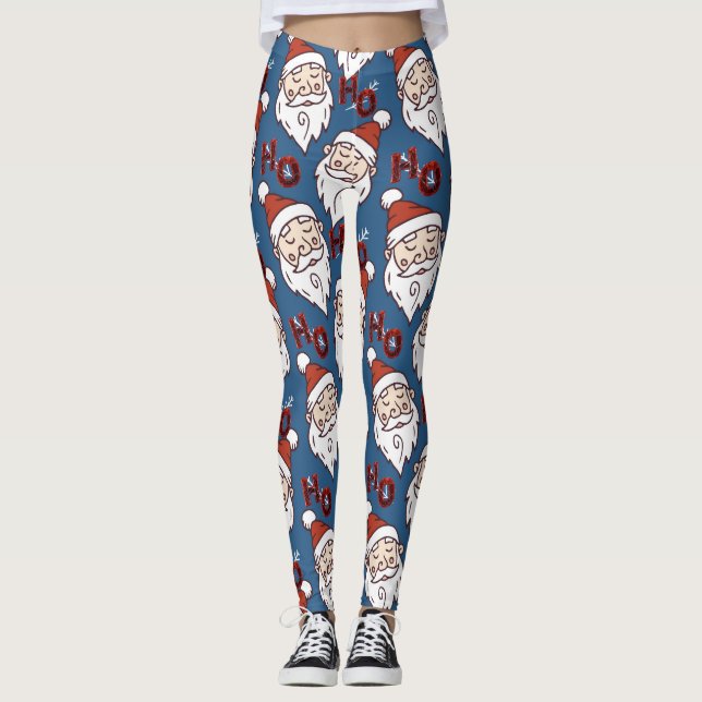 Leggings de Noël modernes avec Père Noël (Devant)