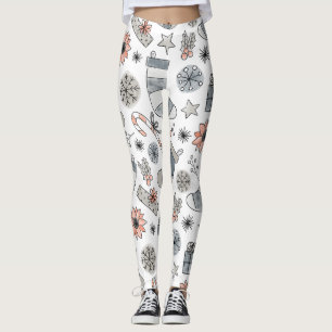 Leggings de Noël neutres avec Motif à main