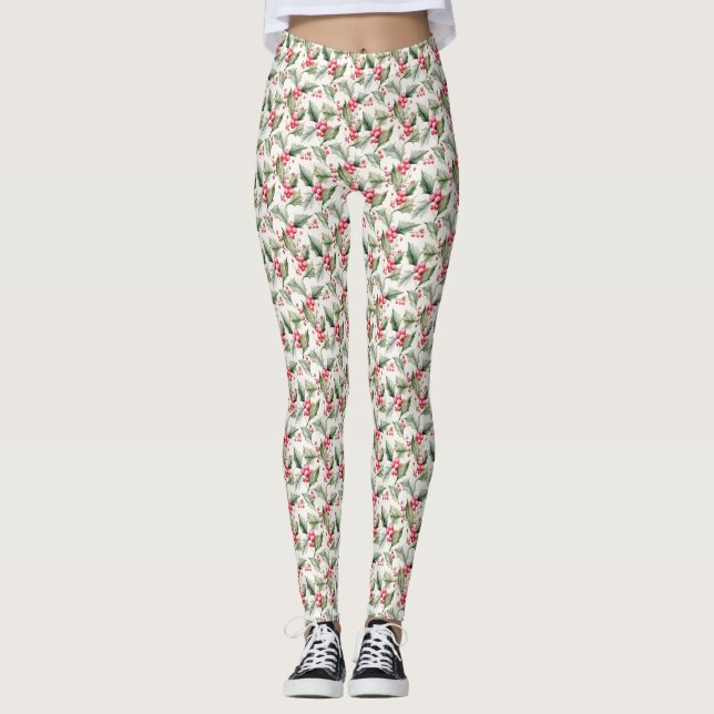 Leggings de Noël roses (Devant)