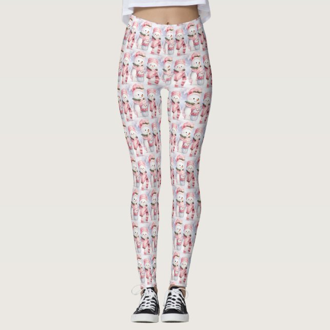 Leggings de Noël roses (Devant)