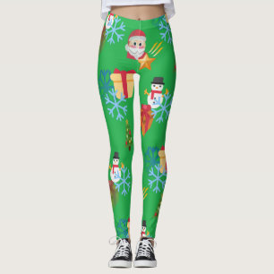 leggings de noël vert emoji xmas