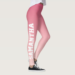 Leggings de nom personnalisé Hot Rose to Blush Pin
