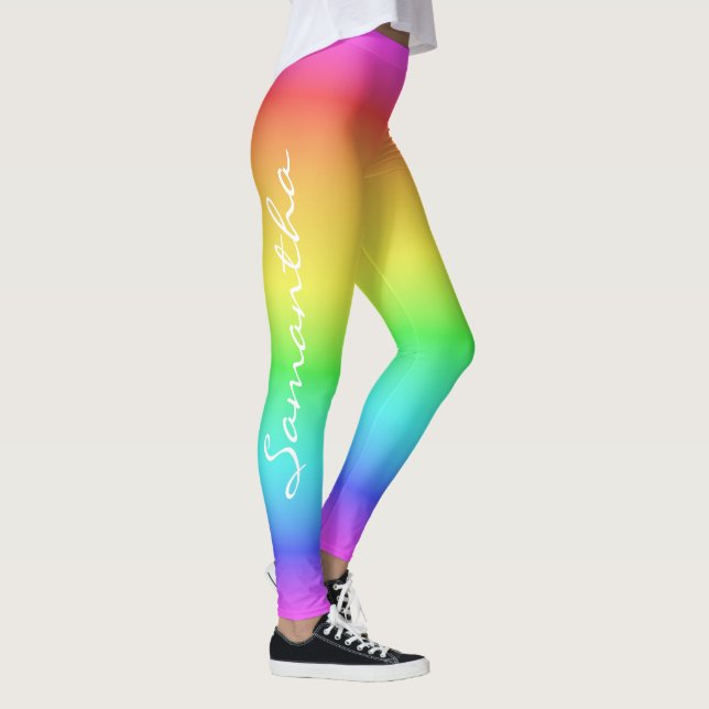 Leggings de nom personnalisé Rainbow Gradient (Droite)