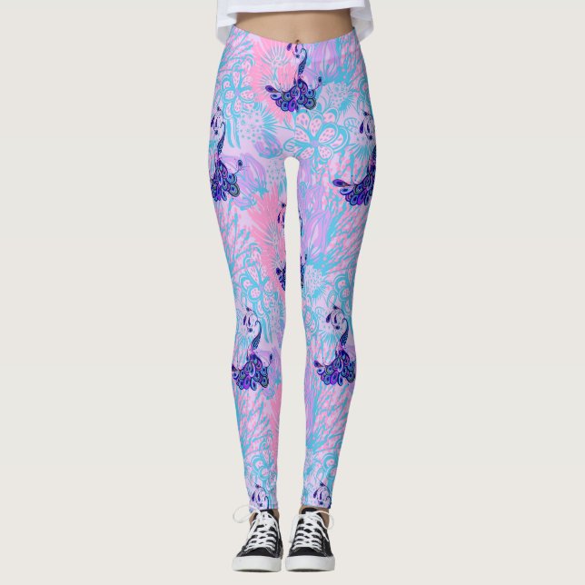 leggings de paon rose floral (Devant)