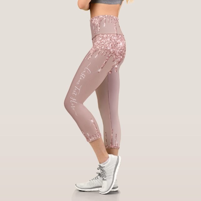 Leggings de Parties scintillant or rose avec texte (Gauche)
