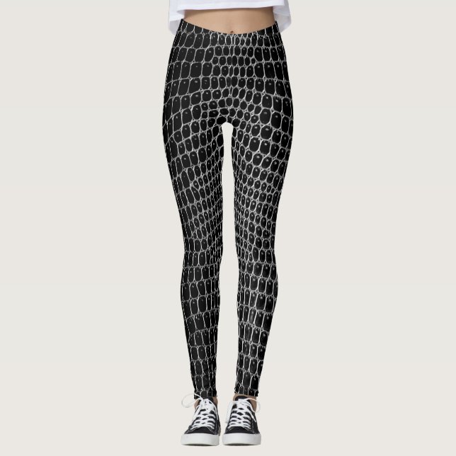 Leggings de peau de crocodile Faux noirs personnal (Devant)