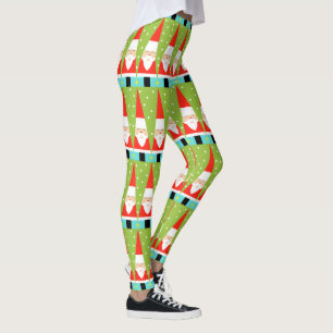 Leggings de Père Noël géométriques rétro
