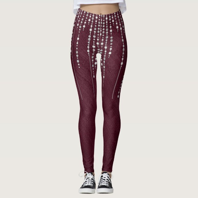 Leggings de perles de marron et d'argent (Devant)
