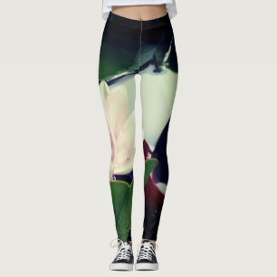 Leggings de photographie de fleur de lotus rose