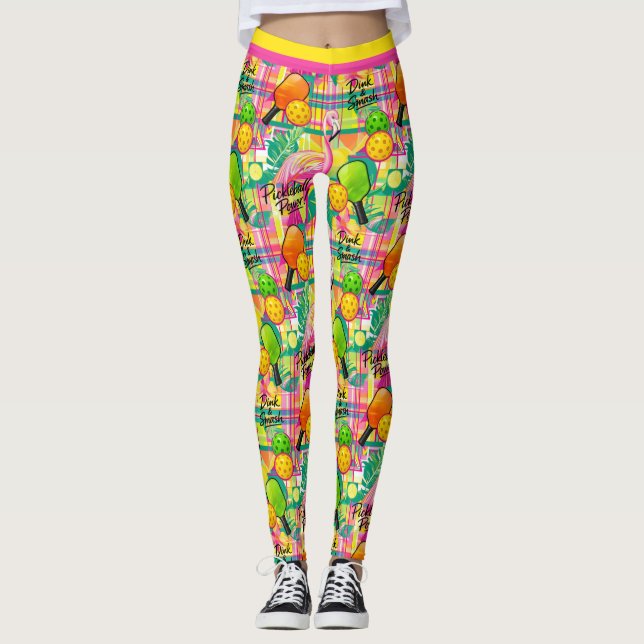 Leggings de Power Pickleball Flamingo Tropical  (Devant)