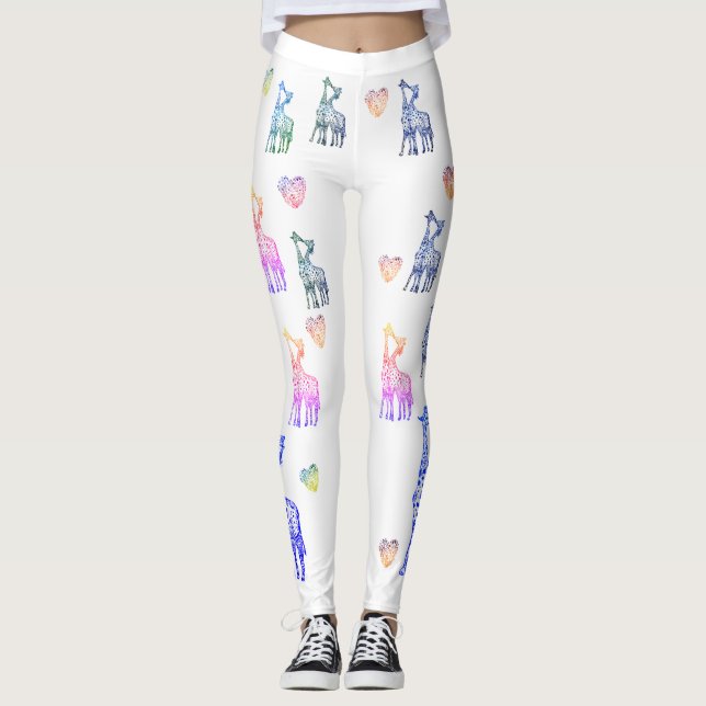 Leggings de Saint Valentin, Baiser de Giraffes (Devant)