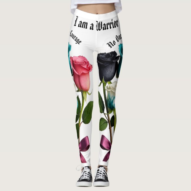 Leggings de sensibilisation au cancer Warrior Rose (Devant)