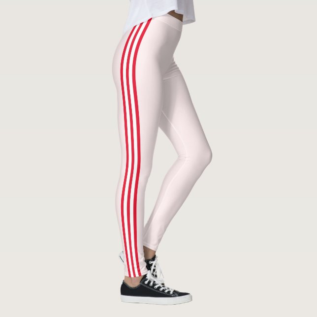Leggings de sport à rayure latérale rouge ou chois (Droite)