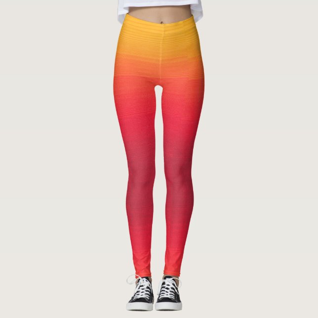 Leggings de style jaune, orange et rouge ombre (Devant)