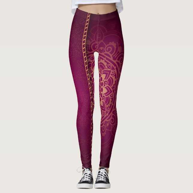 Leggings de style magenta doré (Devant)