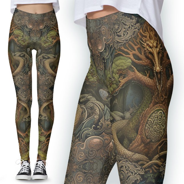 Leggings de tatouage de dragon vert : Art Viking c (Créateur téléchargé)