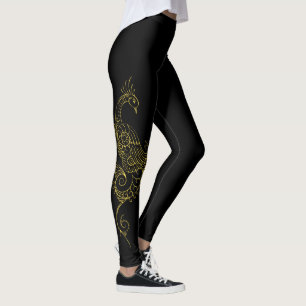 Leggings de tatouage Peacock Or