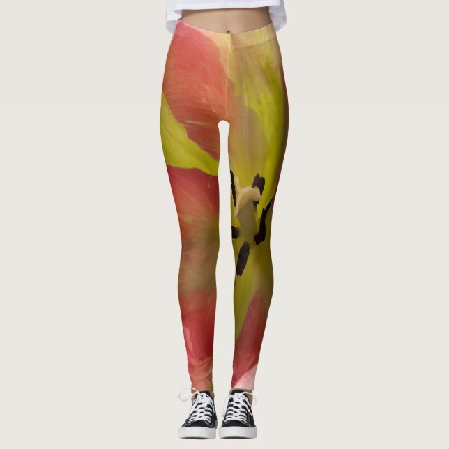 Leggings de tulipe rose et jaune (Devant)